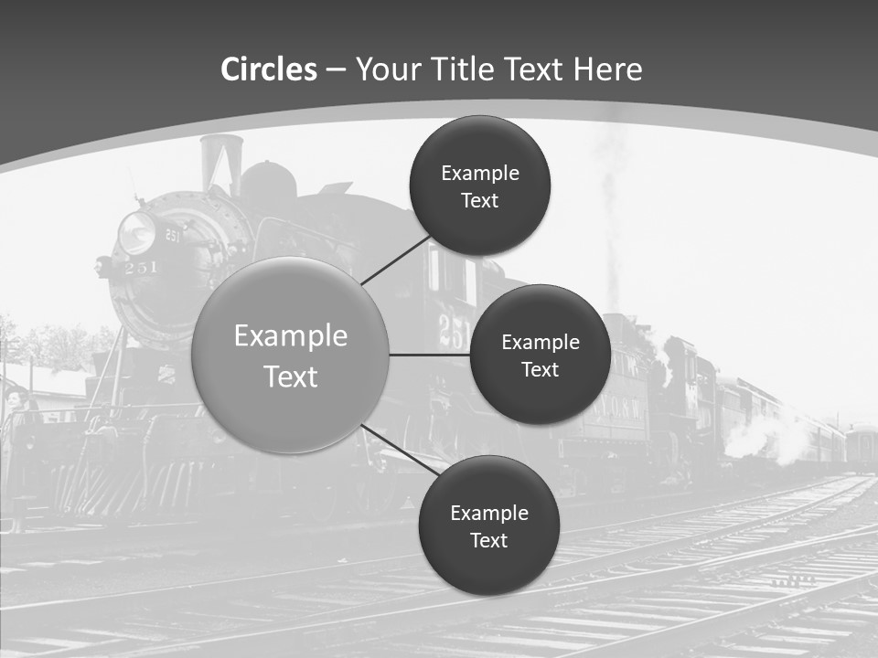 Old Locomotive Black White Background PowerPoint Template