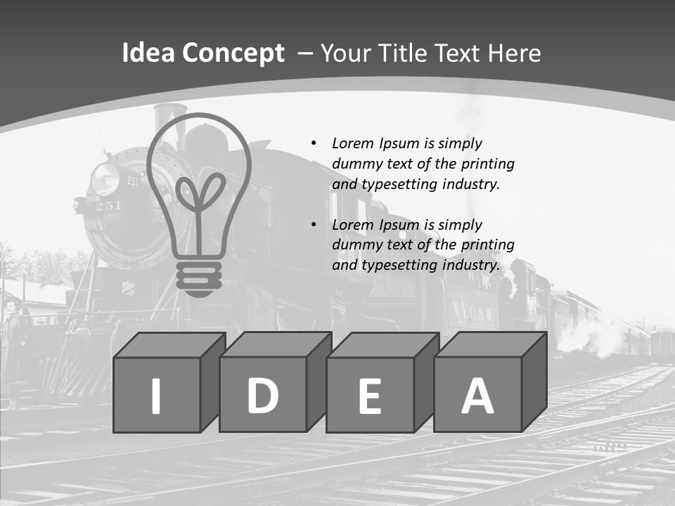 Old Locomotive Black White Background PowerPoint Template