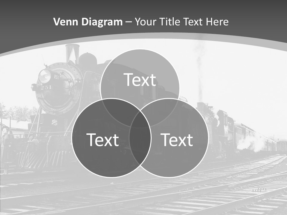 Old Locomotive Black White Background PowerPoint Template
