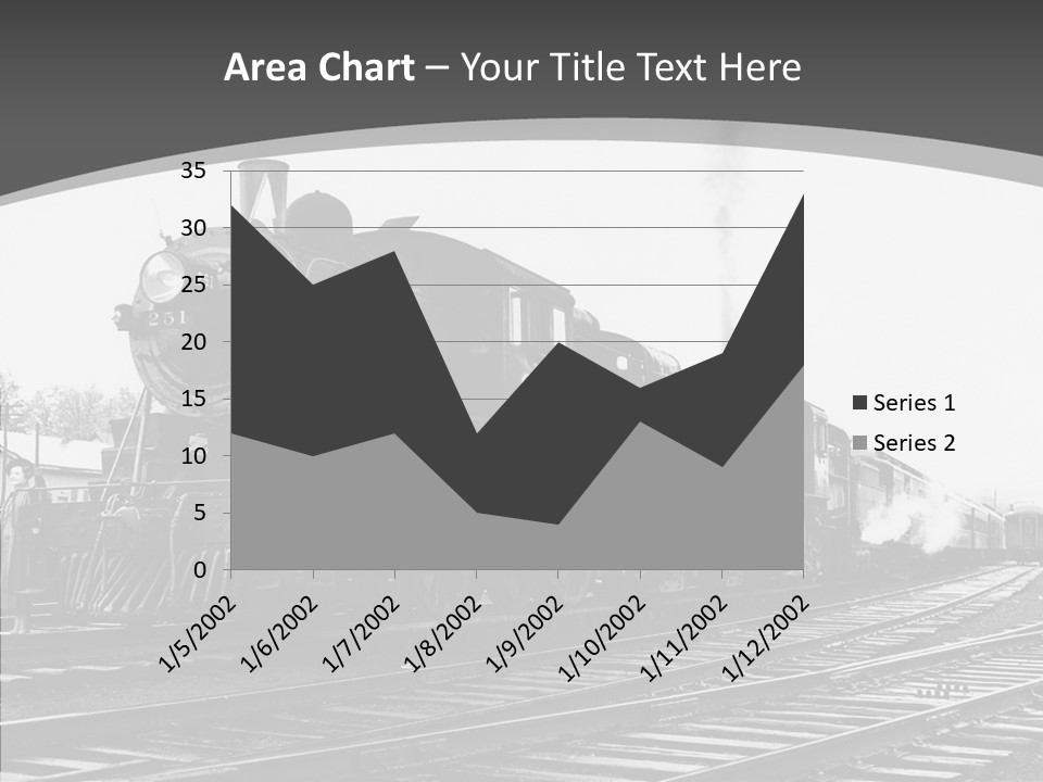 Old Locomotive Black White Background PowerPoint Template