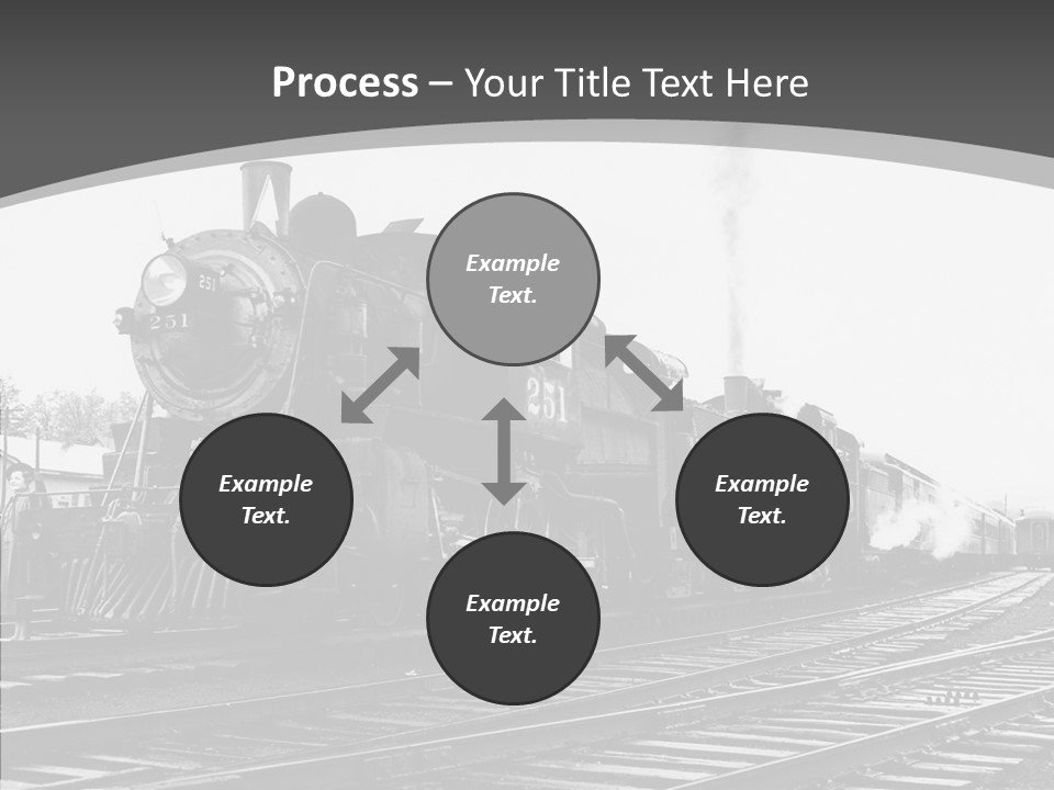 Old Locomotive Black White Background PowerPoint Template