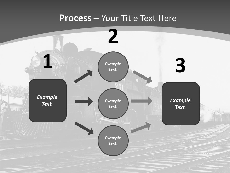 Old Locomotive Black White Background PowerPoint Template