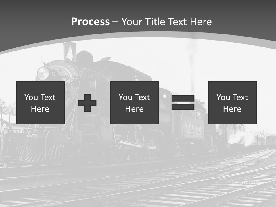 Old Locomotive Black White Background PowerPoint Template
