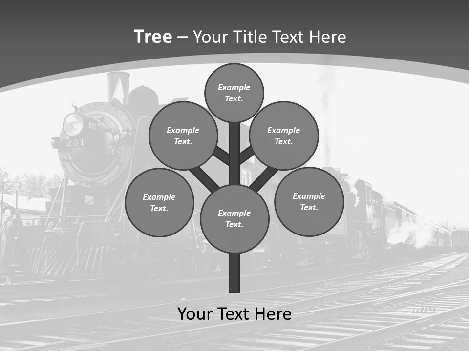 Old Locomotive Black White Background PowerPoint Template