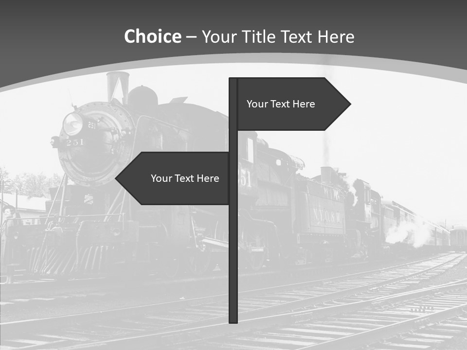 Old Locomotive Black White Background PowerPoint Template