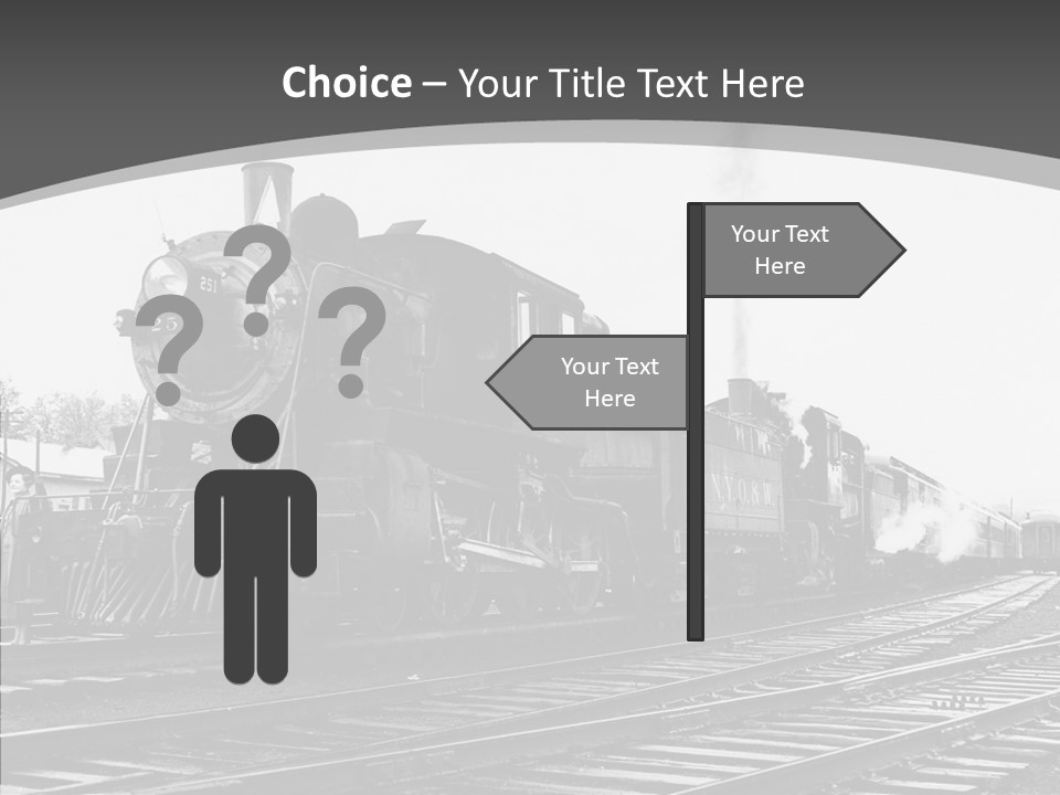 Old Locomotive Black White Background PowerPoint Template