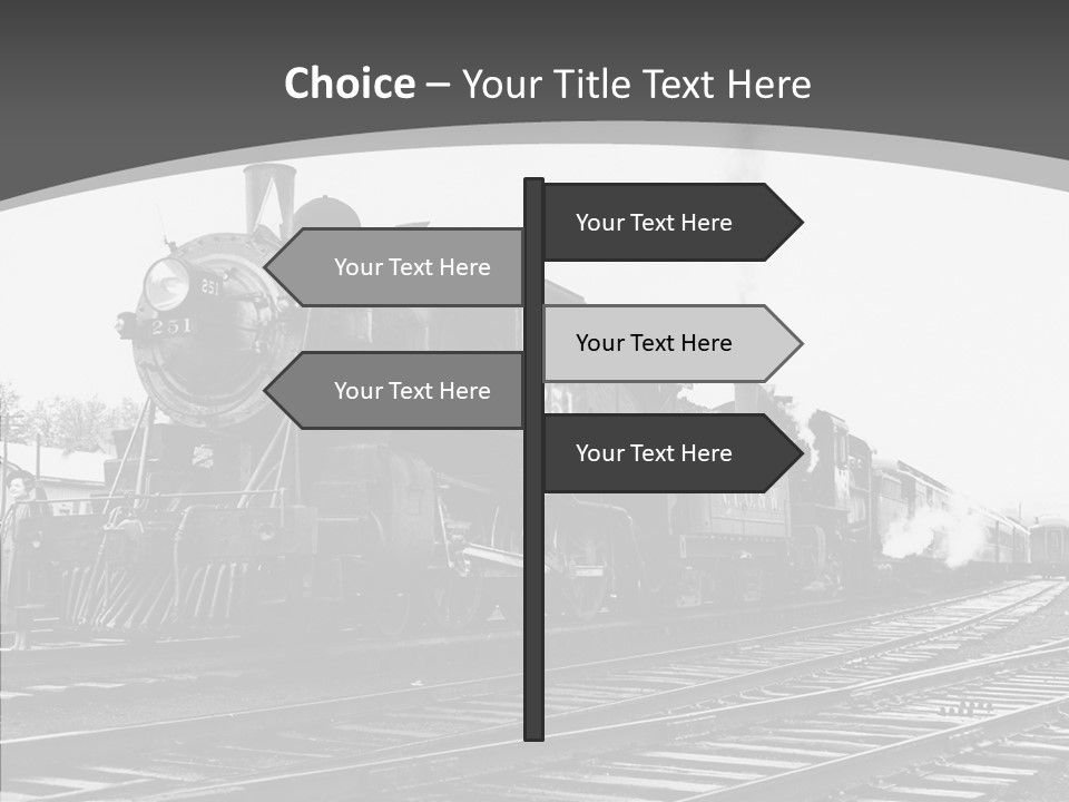 Old Locomotive Black White Background PowerPoint Template