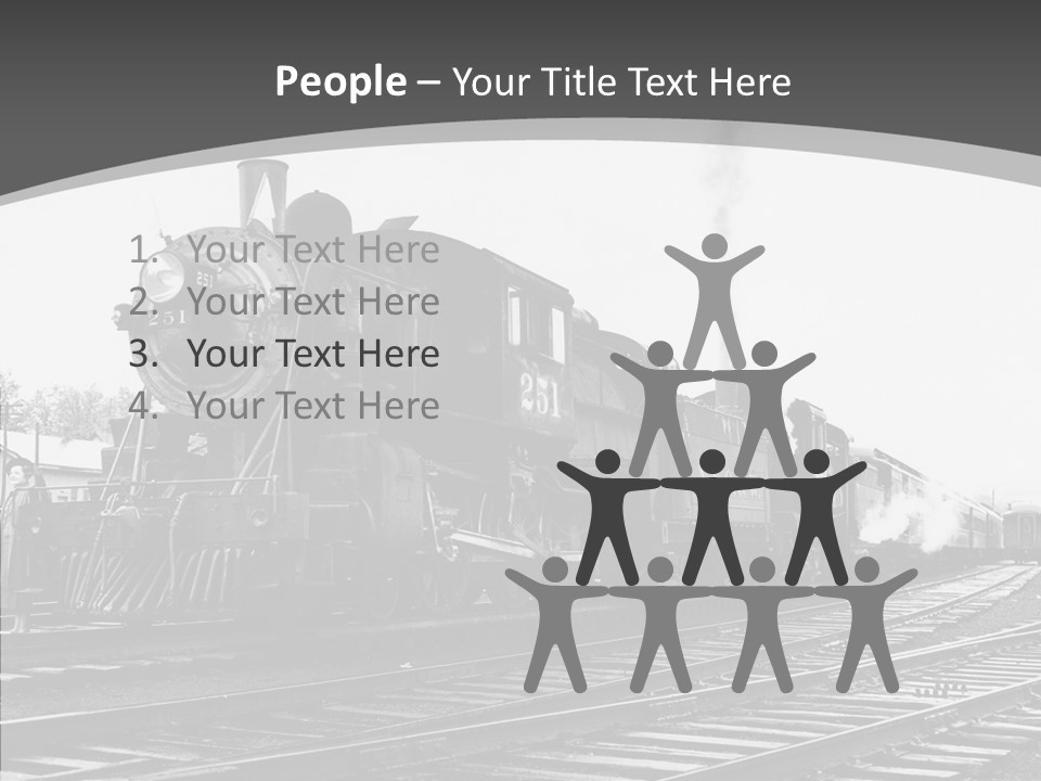 Old Locomotive Black White Background PowerPoint Template