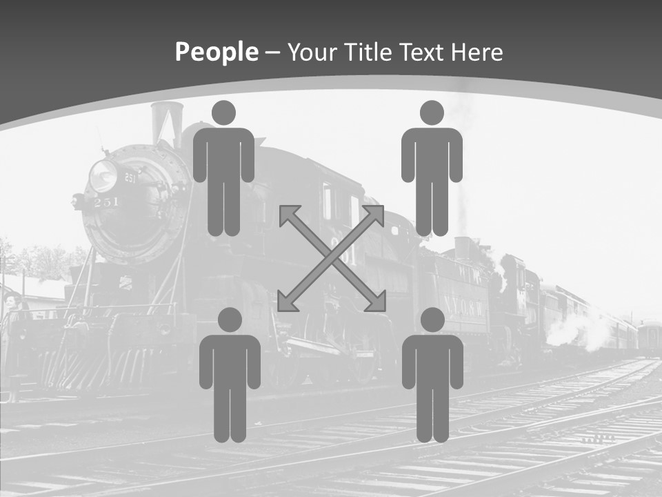 Old Locomotive Black White Background PowerPoint Template