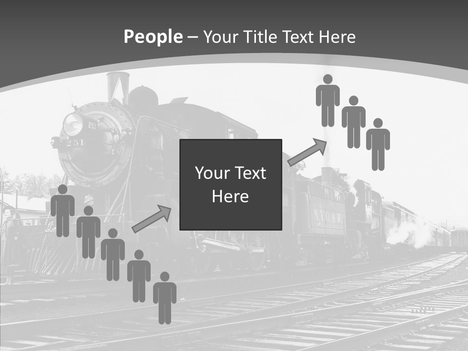 Old Locomotive Black White Background PowerPoint Template