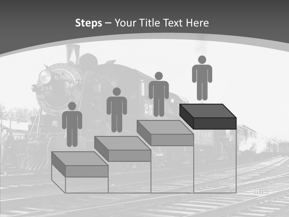Old Locomotive Black White Background PowerPoint Template