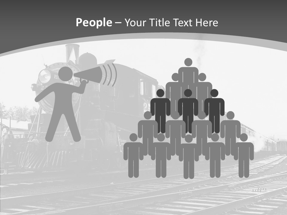 Old Locomotive Black White Background PowerPoint Template