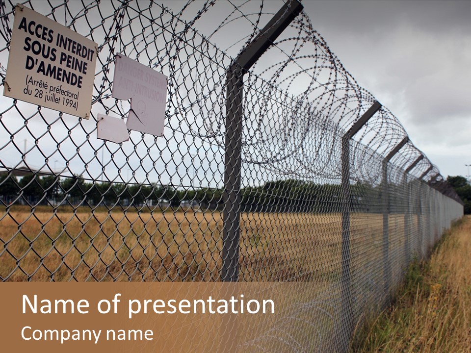 Sky Barb Wire Danger PowerPoint Template