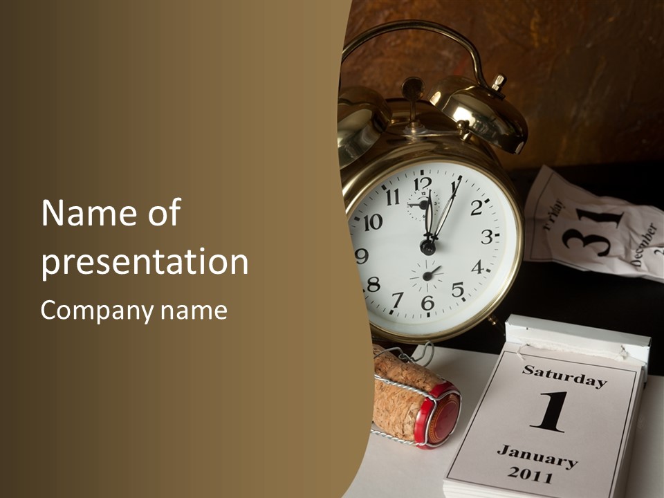 Clock Year's January PowerPoint Template