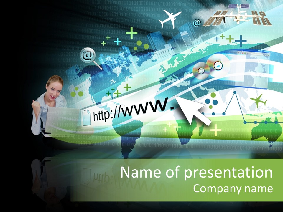 Data Surfing White PowerPoint Template