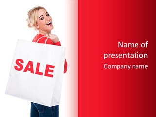 Close Up Blonde Shopping Bag PowerPoint Template