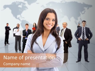 Collaborate Globe Suit PowerPoint Template