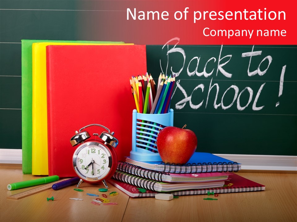 Backpack Blackboard Exhibition PowerPoint Template