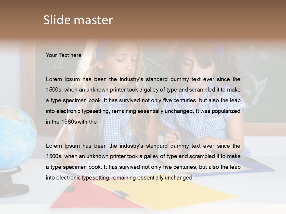 Kids Students In Classroom Helping Each Other PowerPoint Template