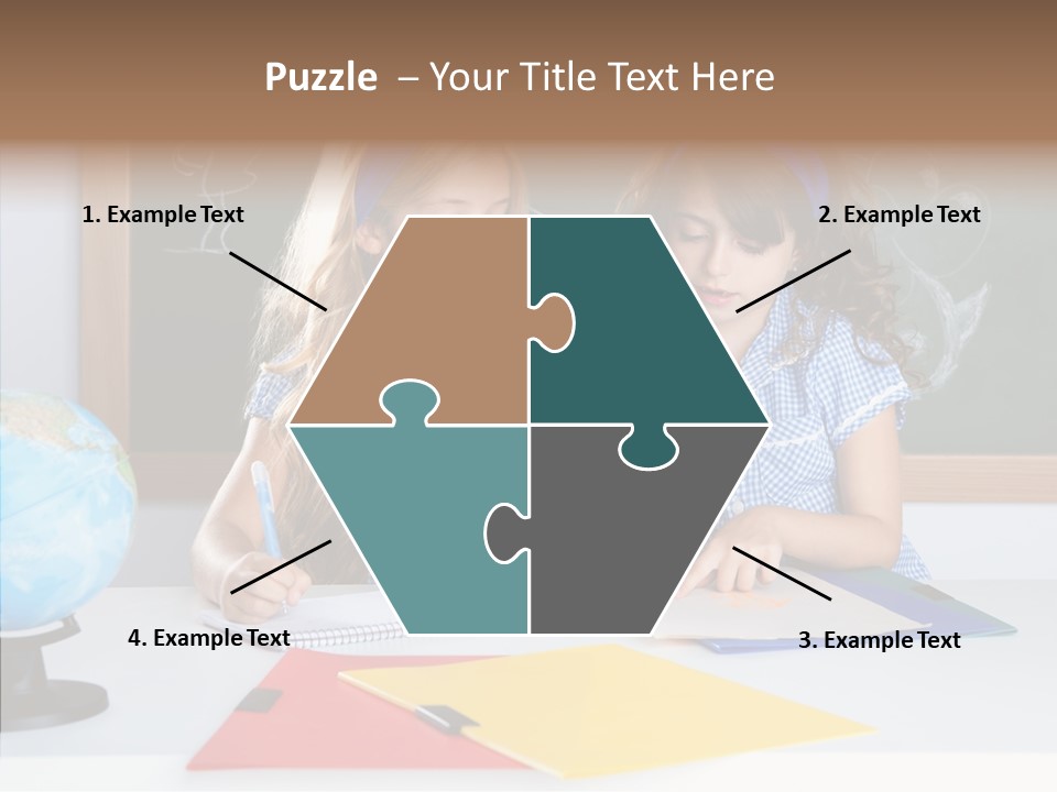 Kids Students In Classroom Helping Each Other PowerPoint Template