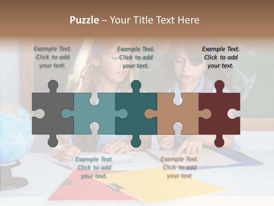 Kids Students In Classroom Helping Each Other PowerPoint Template