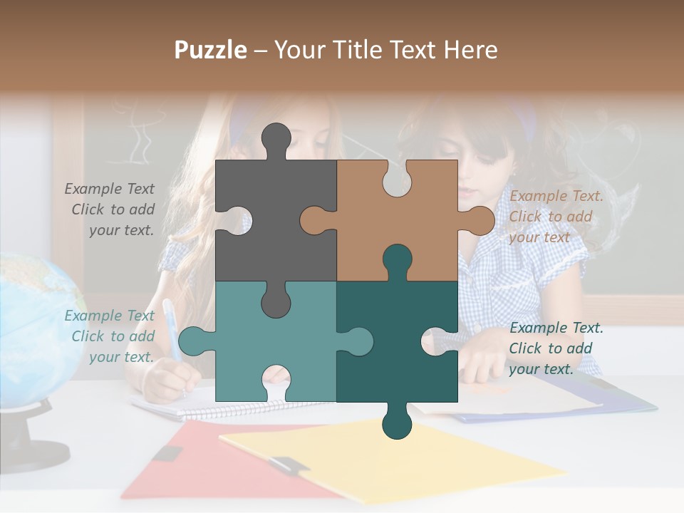 Kids Students In Classroom Helping Each Other PowerPoint Template