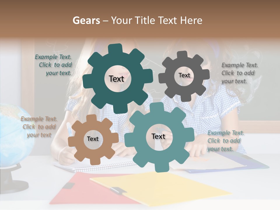 Kids Students In Classroom Helping Each Other PowerPoint Template