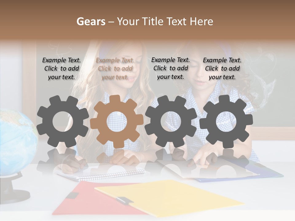 Kids Students In Classroom Helping Each Other PowerPoint Template