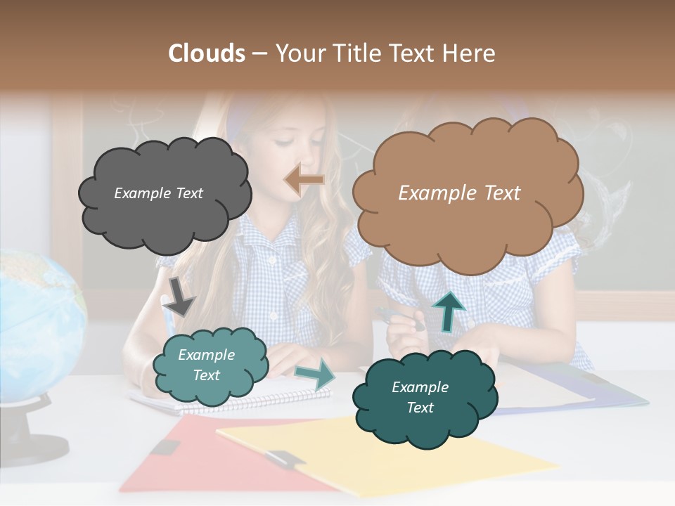 Kids Students In Classroom Helping Each Other PowerPoint Template