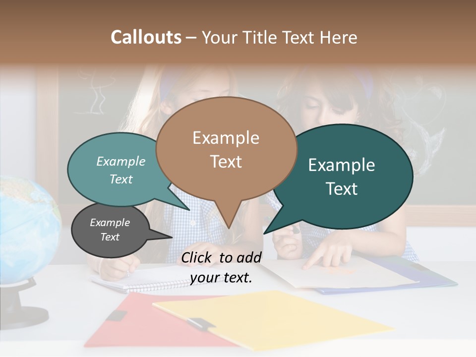 Kids Students In Classroom Helping Each Other PowerPoint Template