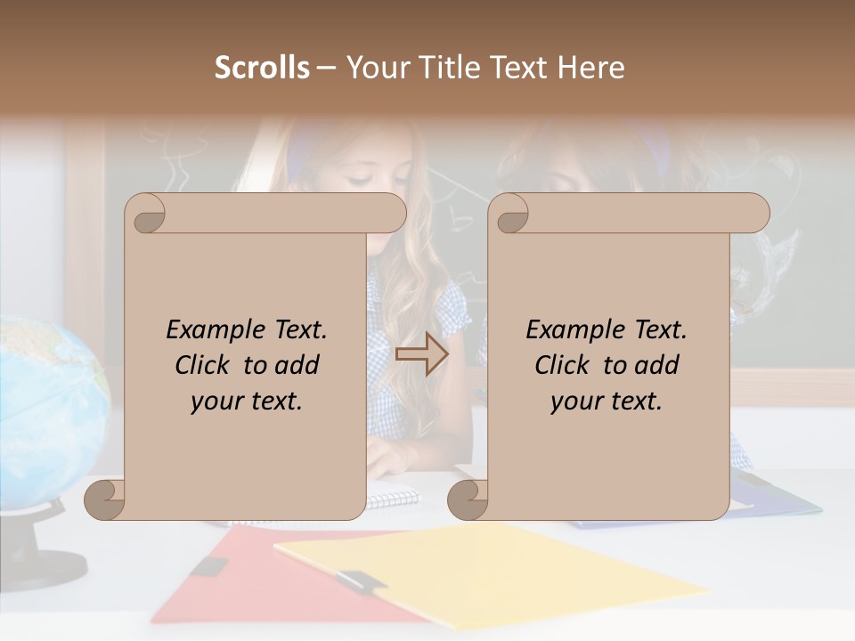 Kids Students In Classroom Helping Each Other PowerPoint Template