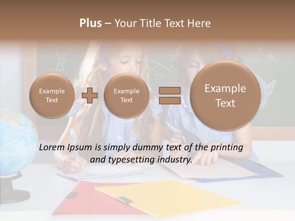 Kids Students In Classroom Helping Each Other PowerPoint Template