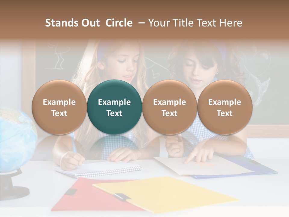 Kids Students In Classroom Helping Each Other PowerPoint Template