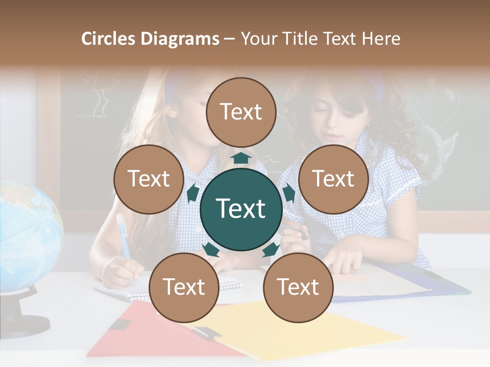 Kids Students In Classroom Helping Each Other PowerPoint Template