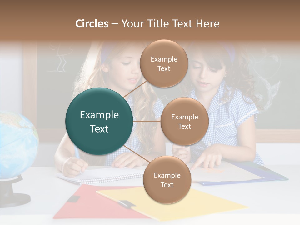 Kids Students In Classroom Helping Each Other PowerPoint Template
