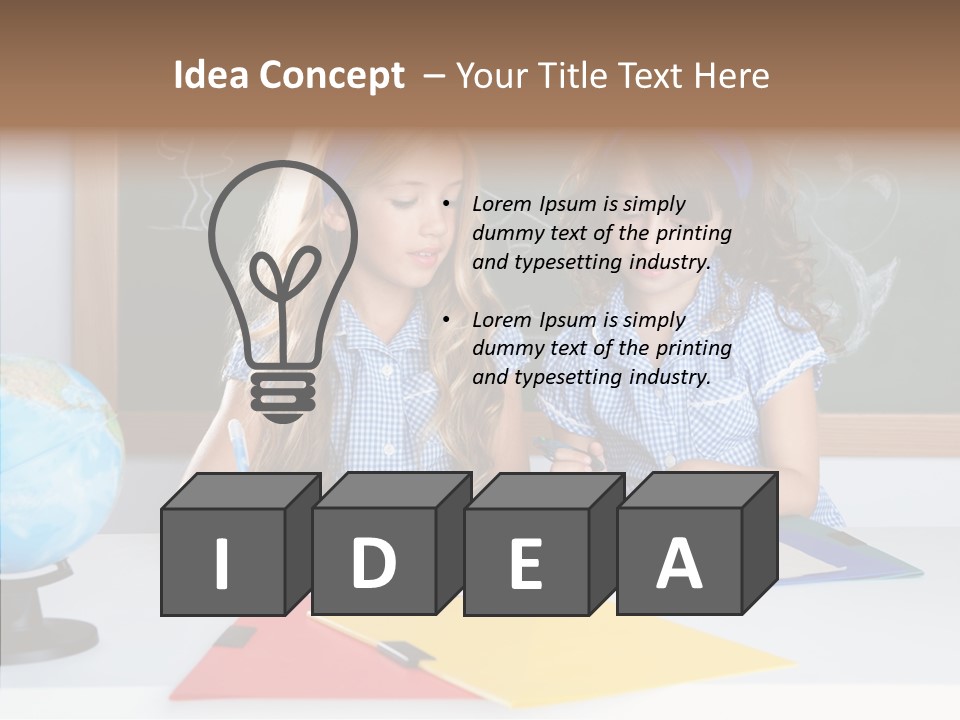 Kids Students In Classroom Helping Each Other PowerPoint Template