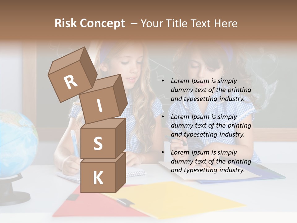 Kids Students In Classroom Helping Each Other PowerPoint Template