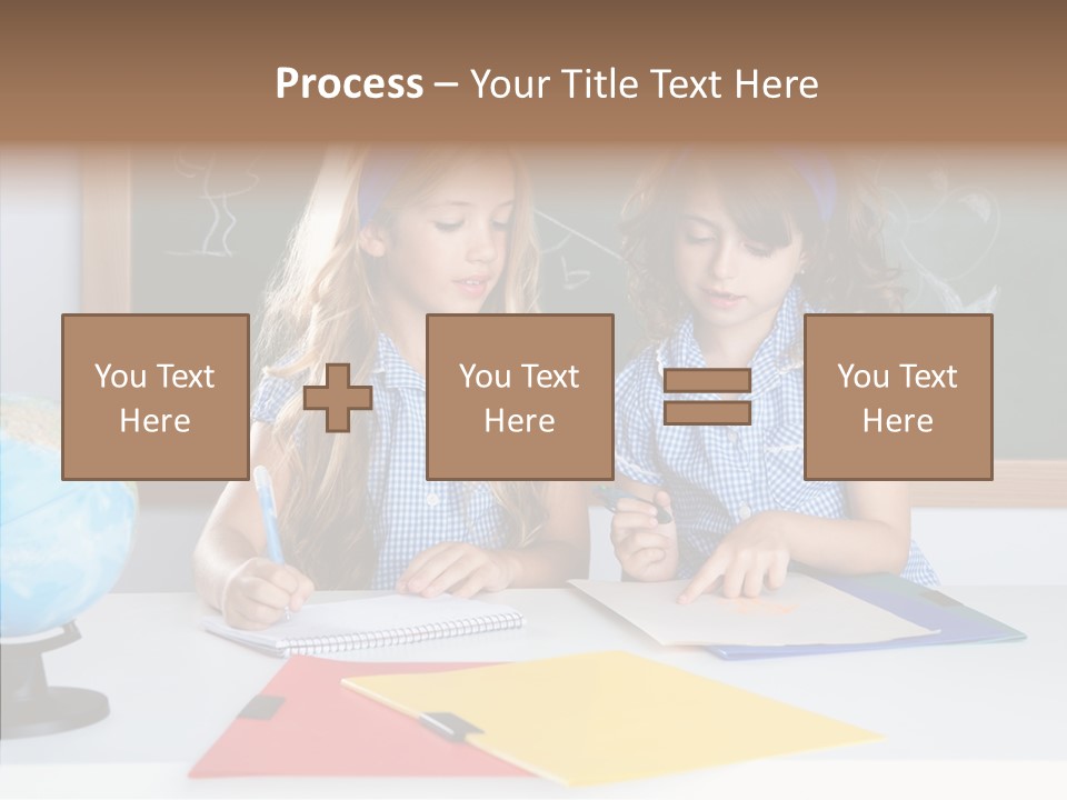 Kids Students In Classroom Helping Each Other PowerPoint Template