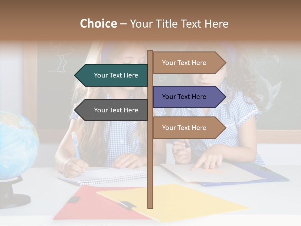 Kids Students In Classroom Helping Each Other PowerPoint Template