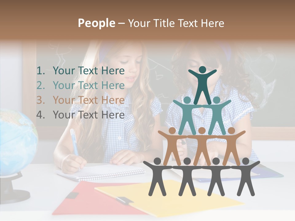 Kids Students In Classroom Helping Each Other PowerPoint Template