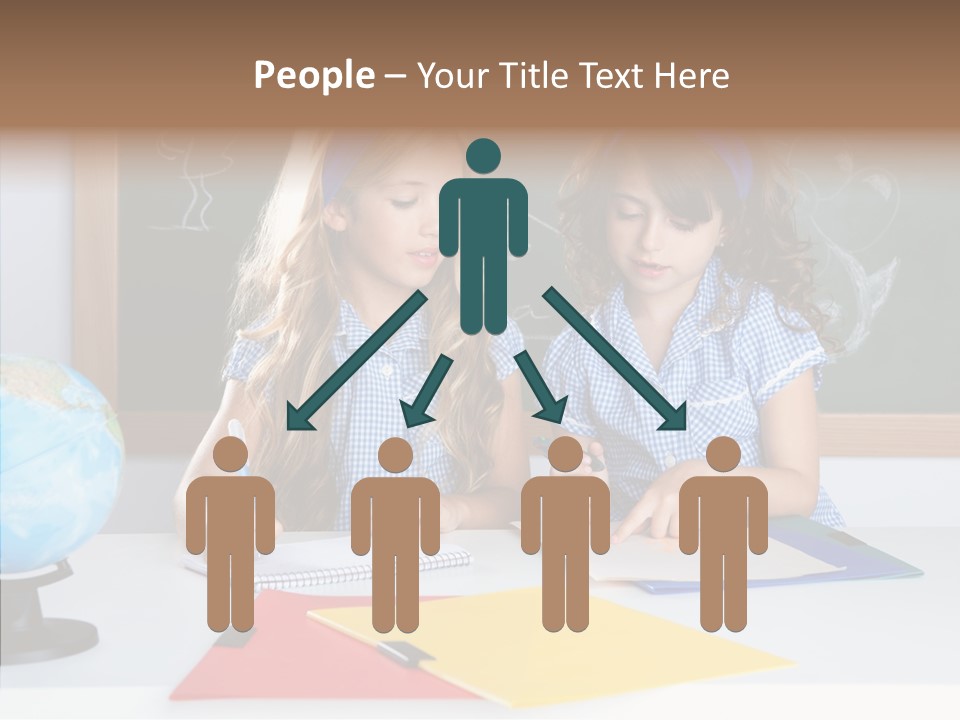 Kids Students In Classroom Helping Each Other PowerPoint Template