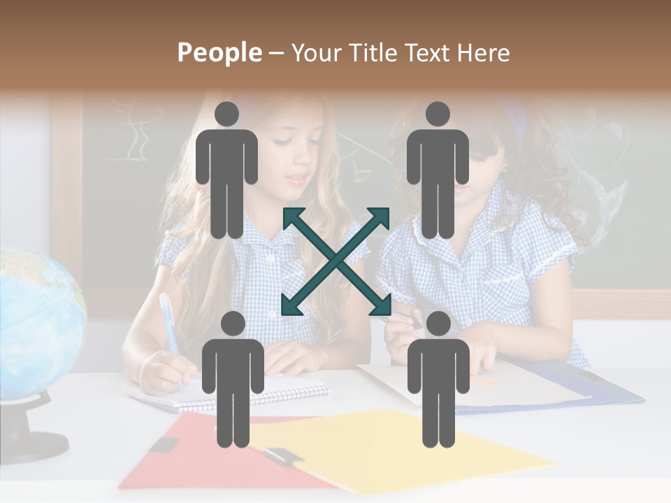 Kids Students In Classroom Helping Each Other PowerPoint Template