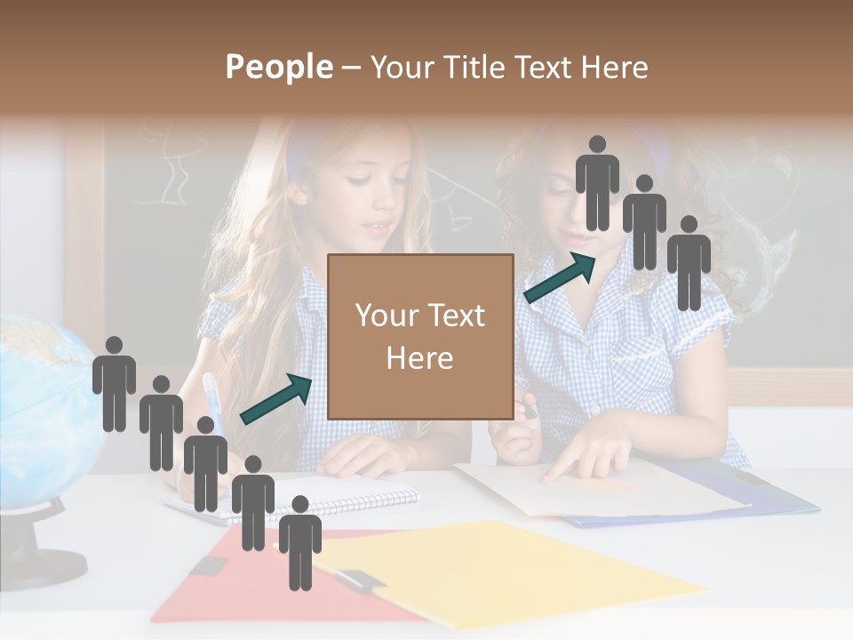 Kids Students In Classroom Helping Each Other PowerPoint Template