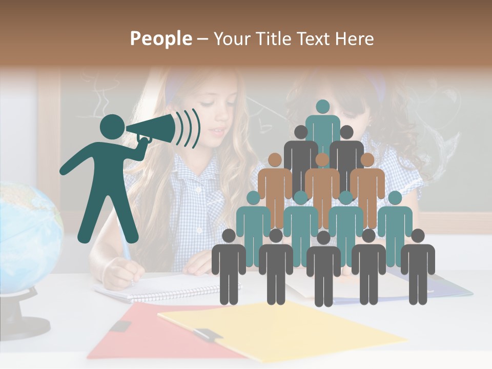 Kids Students In Classroom Helping Each Other PowerPoint Template