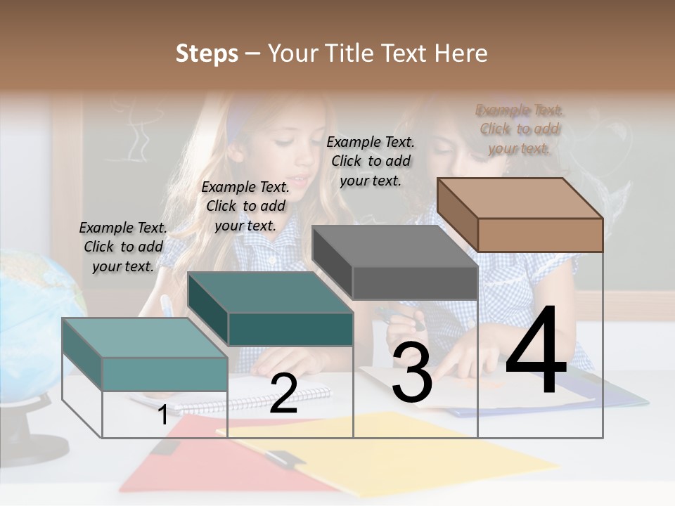 Kids Students In Classroom Helping Each Other PowerPoint Template