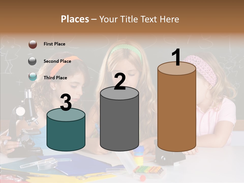 Kids Group Of Student Girls At School Classroom PowerPoint Template