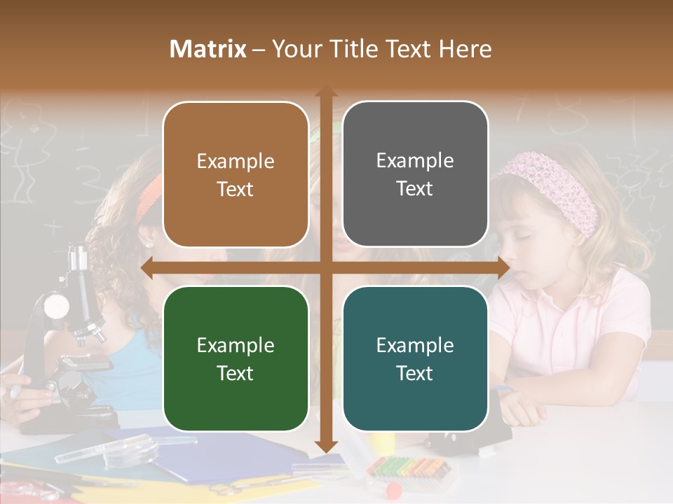 Kids Group Of Student Girls At School Classroom PowerPoint Template