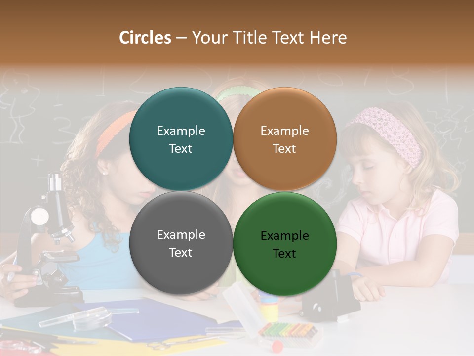 Kids Group Of Student Girls At School Classroom PowerPoint Template