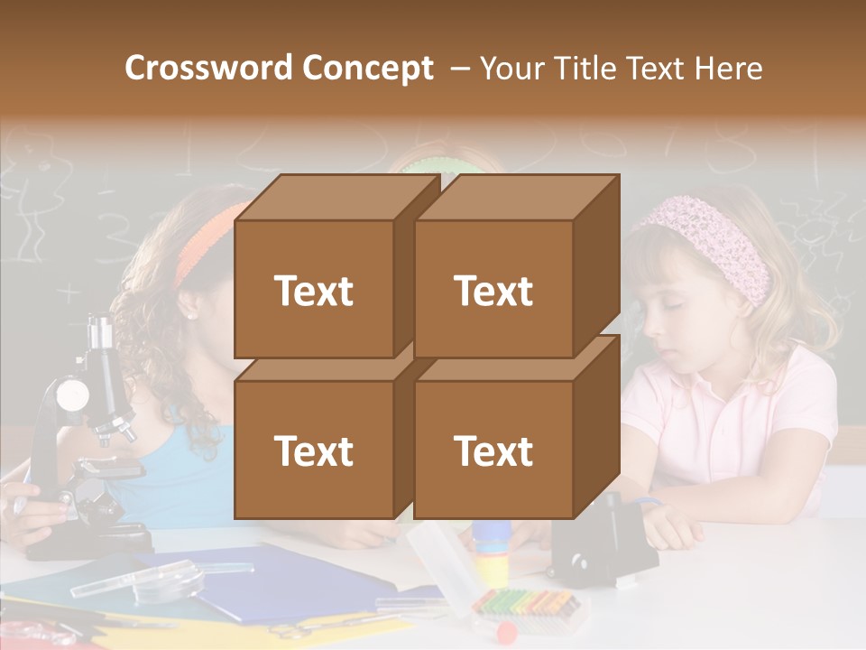 Kids Group Of Student Girls At School Classroom PowerPoint Template