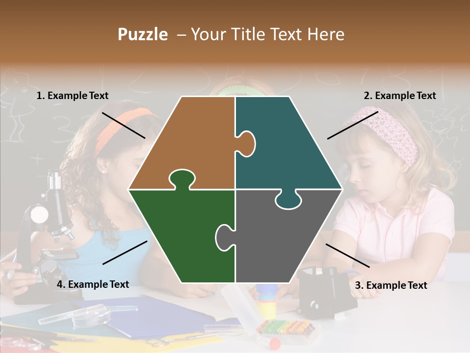 Kids Group Of Student Girls At School Classroom PowerPoint Template